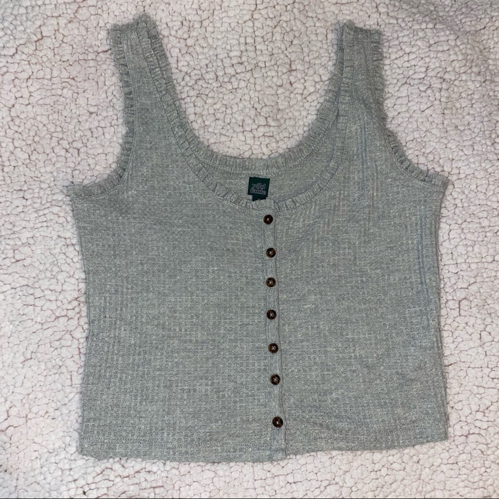 Wild Fable Button Front Lettuce Trim Tank